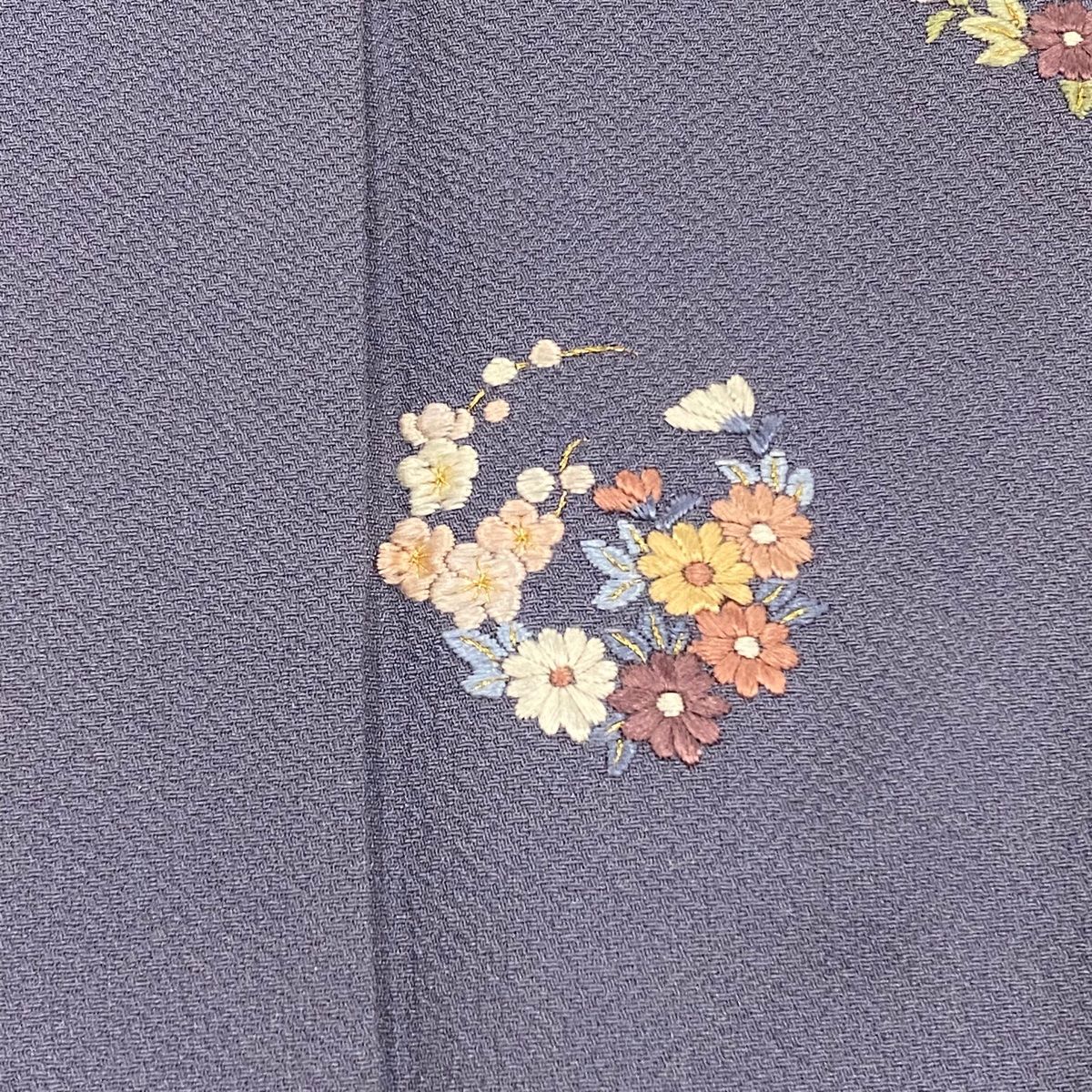 507mk62〇一方付け 付下げ小紋 鮮やかな花文 ややふくよかサイズ〇美品