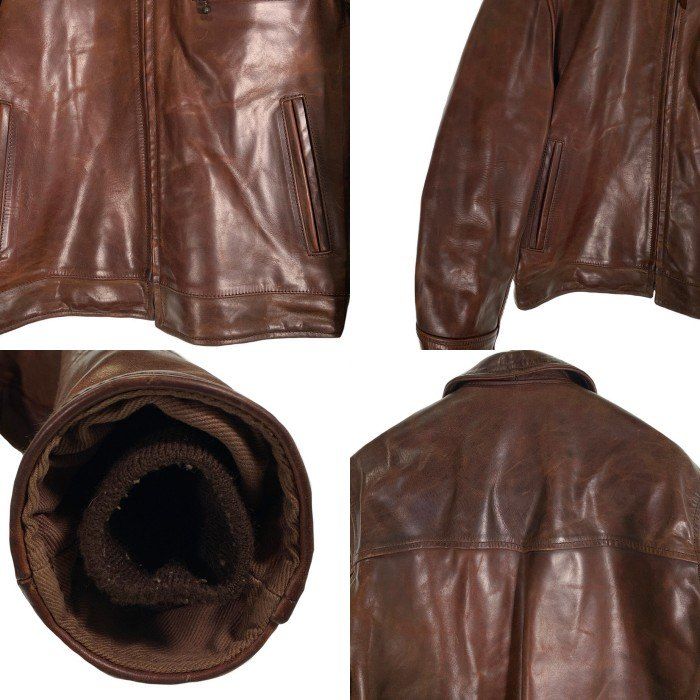 希少 AERO LEATHER Co ジャケット　ホースレザ アルパカウール38 AERO LEATHER エアロレザー ハーフベルト ホースハイド レザー