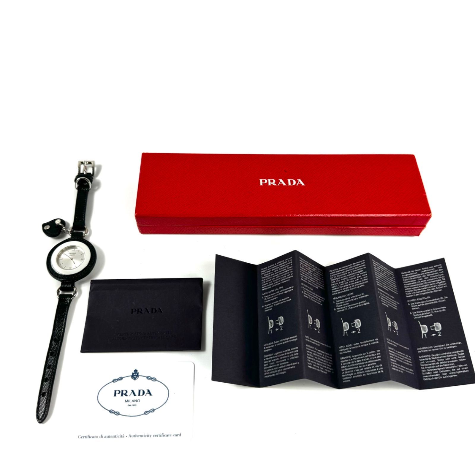 希少】プラダ PRADA 1ARA79 サフィアーノ クォーツ ラウンド 革