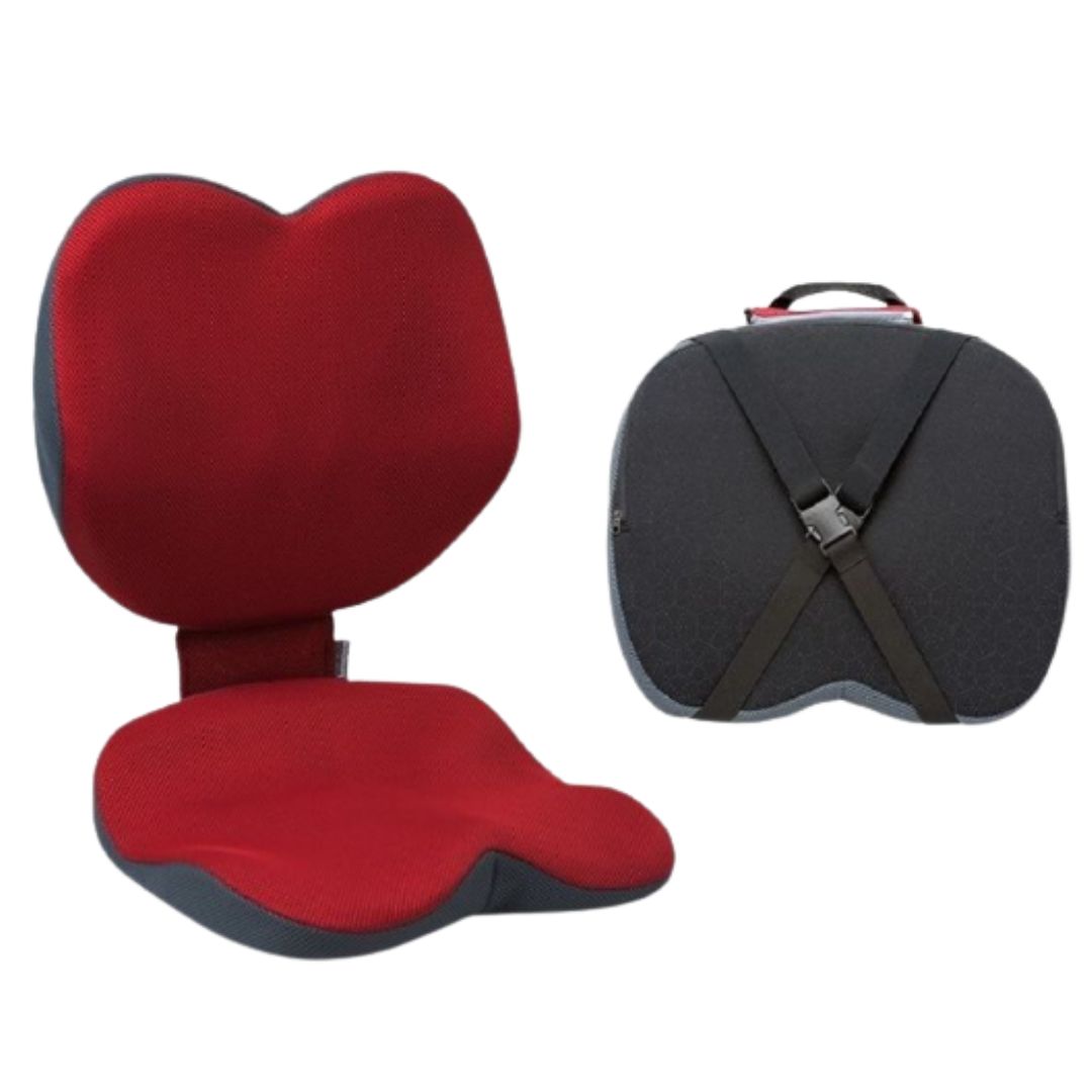 椅子に取り付けて正しい姿勢をキープ ! 持ち運べるF ing Cushion