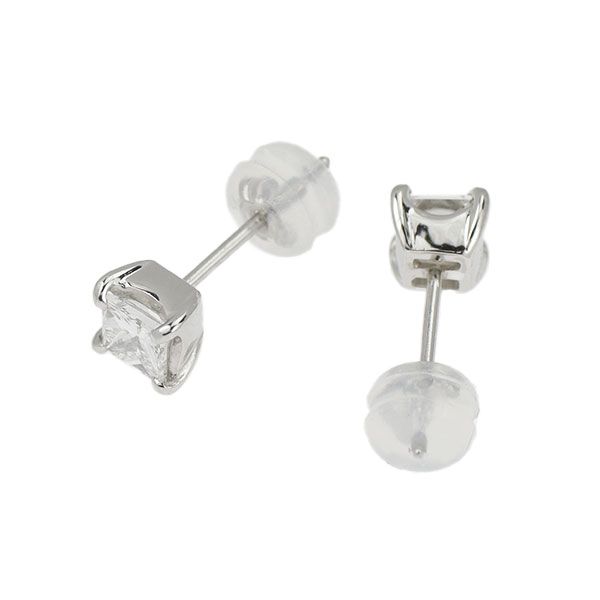 Pt950 Pt900 プリンセスカット ダイヤモンド ピアス 0.651ct F G VS2 VS1 4本爪スタッド エスコレ