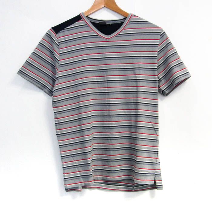 コムサ 半袖Ｔシャツ Vネック ボーダー トップス メンズ Mサイズ グレー系 COMME CA 【中古】