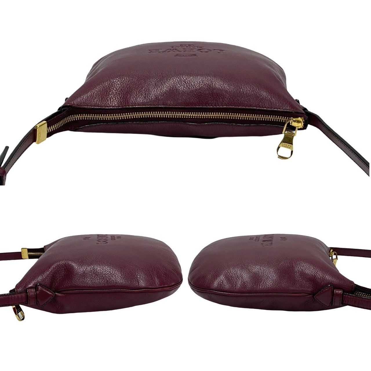 極 美品 希少品 LOEWE ロエベ ヘリテージ ロゴ エンボス 刻印 レザー