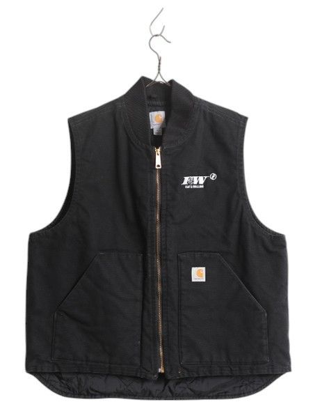 【お得なクーポン配布中!】 US企画 カーハート 中綿 ダック ベスト メンズ XL / CARHARTT ナイロン キルティング ライナー フルジップ 重ね着 前開き 企業 ワーク 黒