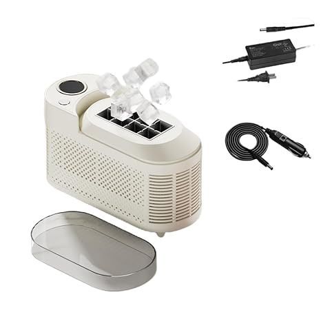 Quxxuol 製氷機 カーアイスマシン 小型製氷機 自動製氷 高速かつエネルギー効率が高い 静音設計 大学 オフィス 寮アウトドアキャンプ対応 電源12V 車の電源コード ホワイト