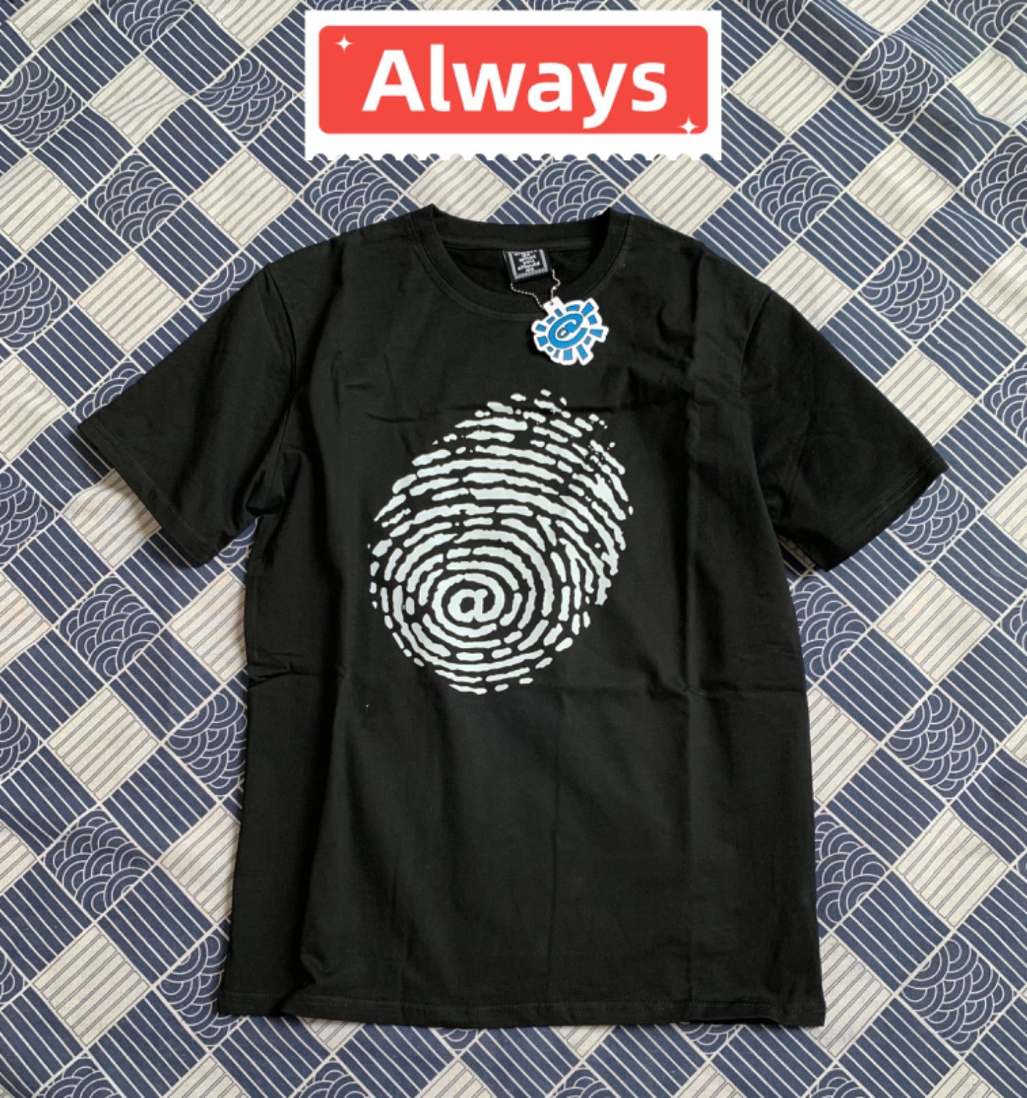 always do what you should doプリント半袖Tシャツalways ブラック 未使用 指紋パターン