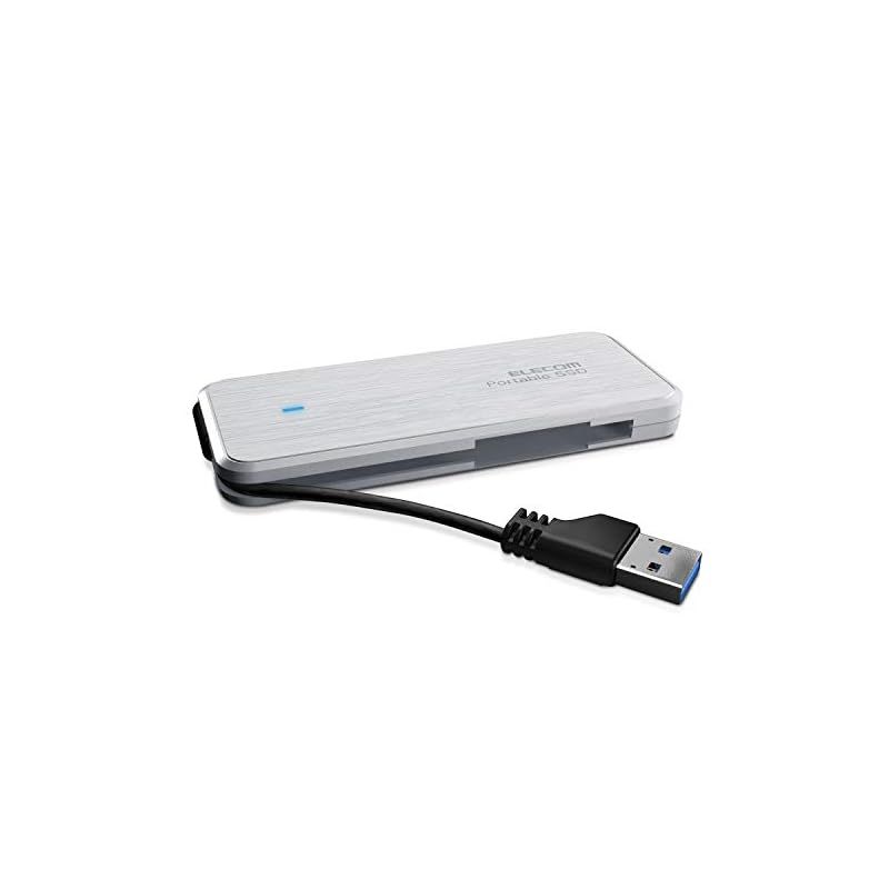 エレコム 外付けSSD 480GB USB3.1(Gen1)対応 TLC ケーブル収納ホワイト ESD-EC0480GWH