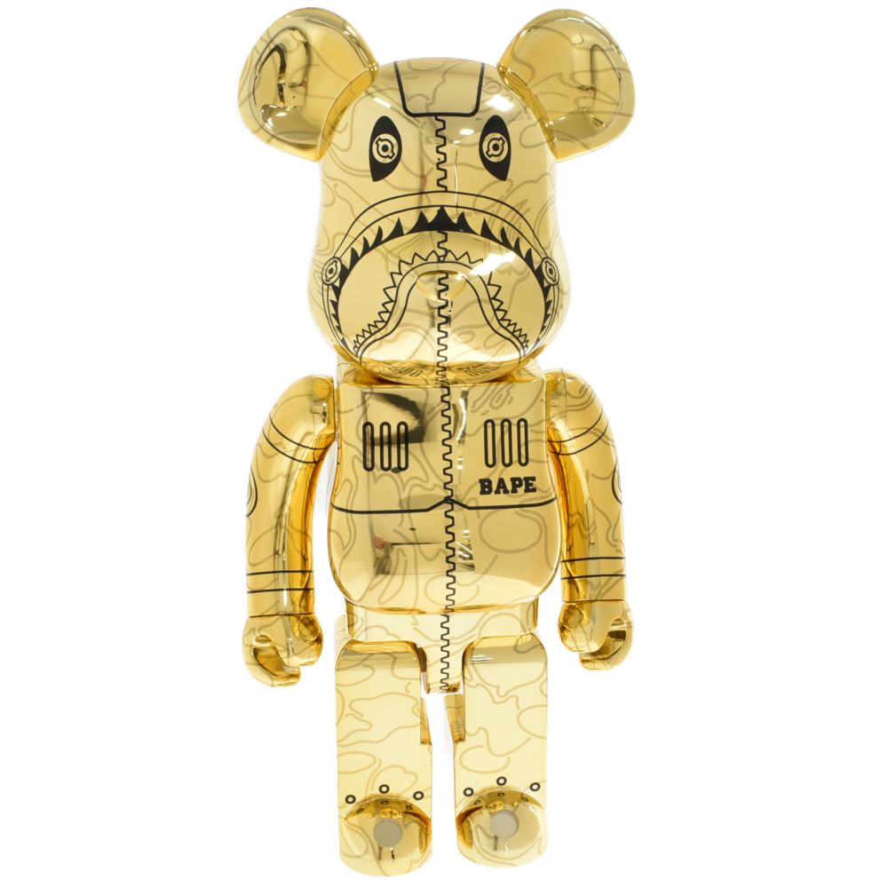 MEDICOM TOY (メディコムトイ) BE@RBRICK x BAPE x Hajime Sorayama Camo Shark 1000%  ベアブリック アベイシングエイプ ソラヤマ カモシャーク フィギュア 人形 ゴールド