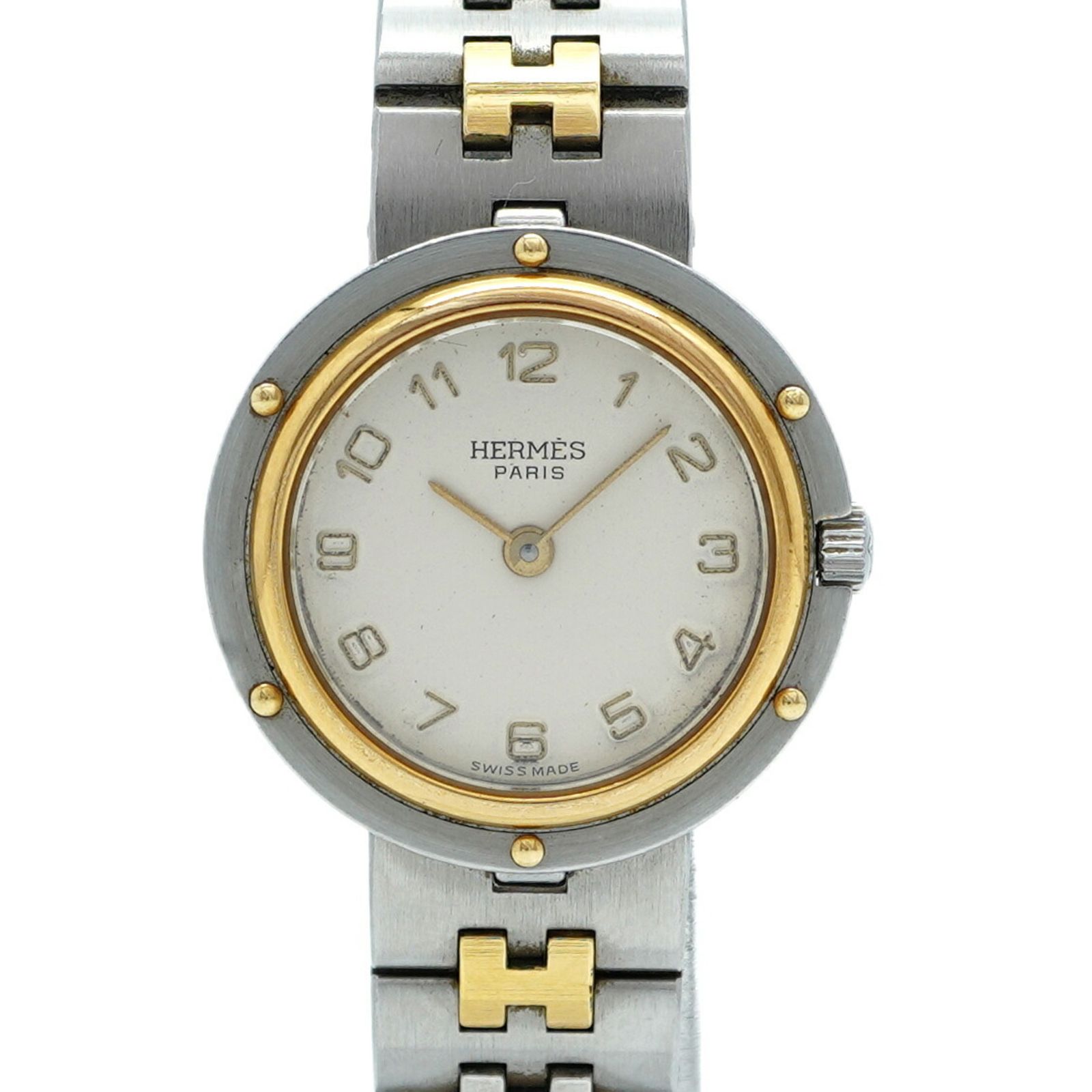 エルメス クリッパー アイボリー文字盤腕時計 レディース