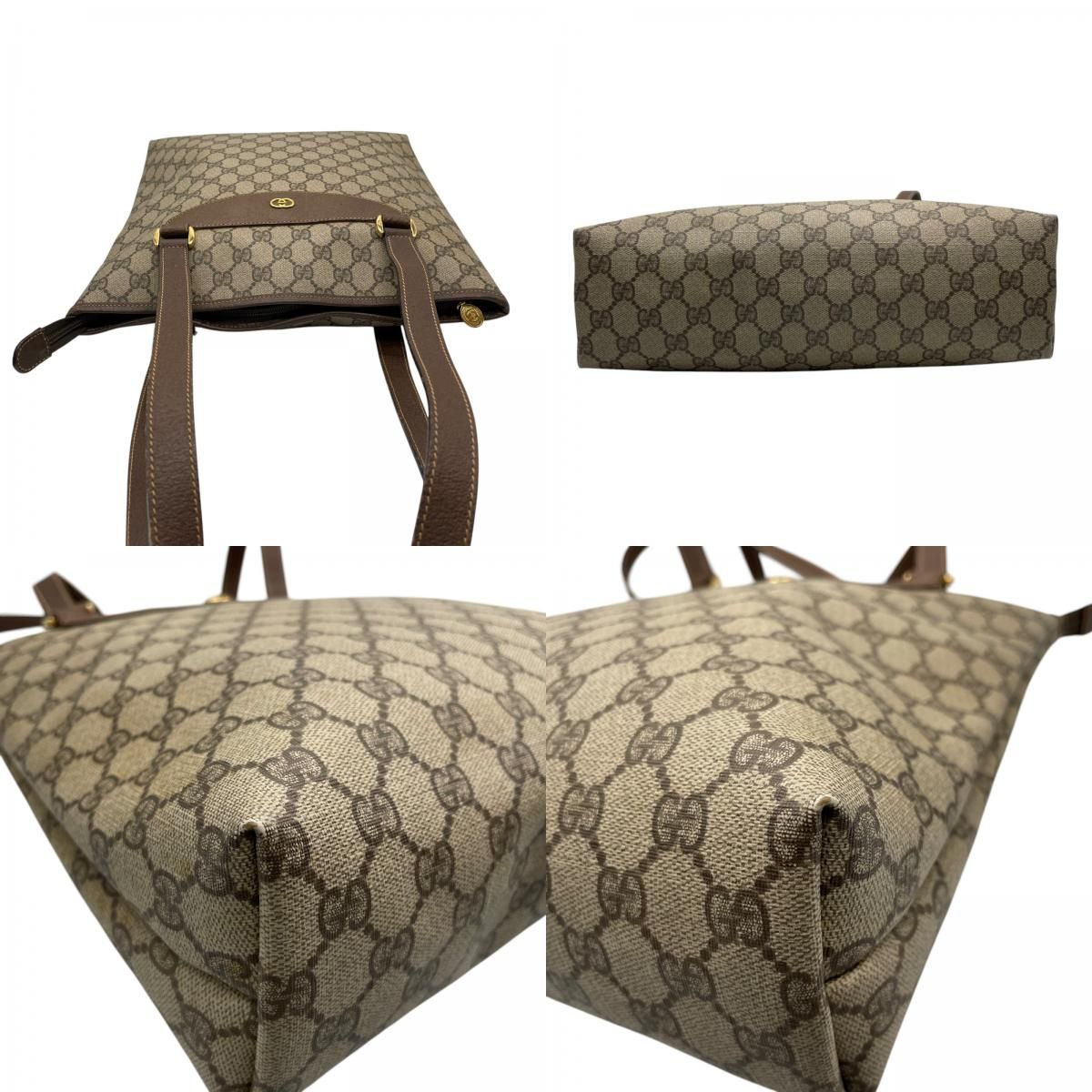 美品 GUCCI グッチ GGスプリーム トートバッグ PVC レザー ベージュ