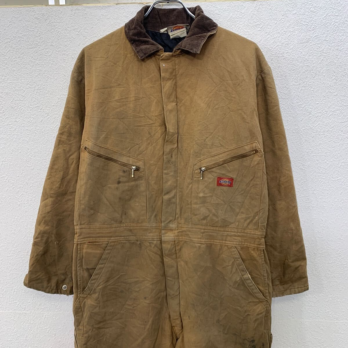 Dickies ダック 長袖 つなぎ 42 ベージュ ディッキーズ タロンジップ