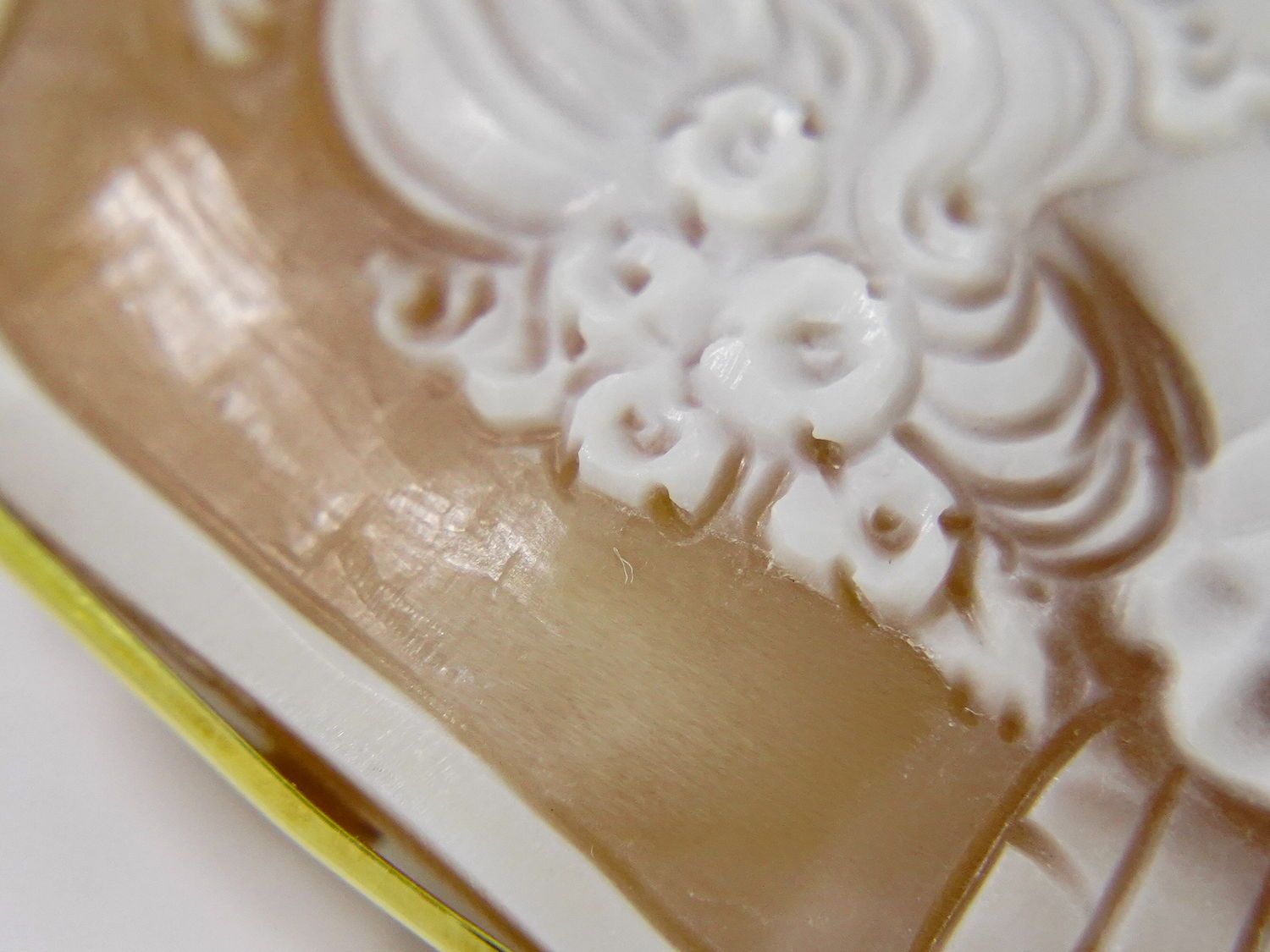 本物 シェルカメオ K18 YG ブローチ ペンダントトップ イエロー  