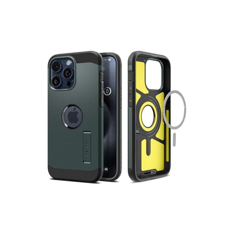 Spigen iPhone 15 Pro Max ケース Magsafe対応 スタンド付き 米軍MIL規格 タフ・アーマー・マグフィット ACS06596 (アビス・グリーン)
