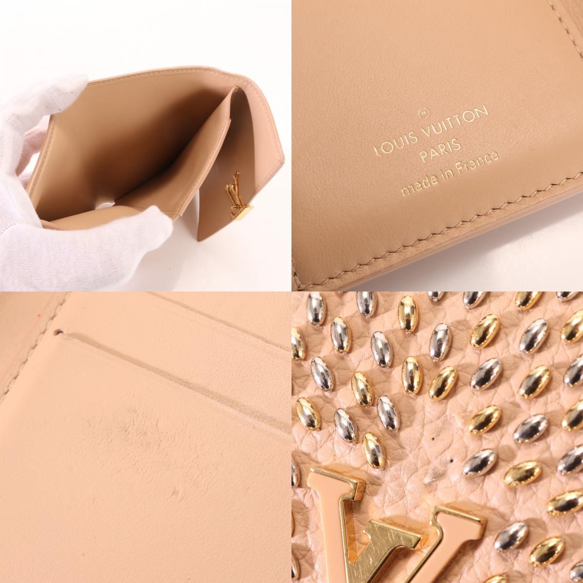 □美品 ルイヴィトン ポルトフォイユ カプシーヌ コンパクト スタッズ 