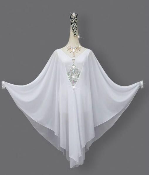 ラテンワンピースドレス 社交ダンス衣装 ホワイト オーダーメイド