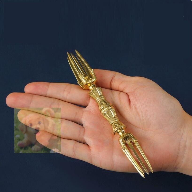 高品質密教法具 都五鈷杵 五鈷杵 金剛杵 真鍮仏具 魔除け 瞑想に長さ15cm