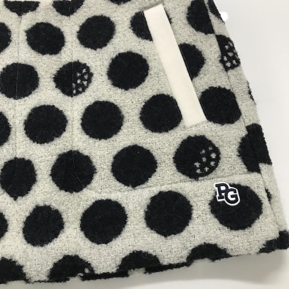 見応えのある パーリーゲイツ ウールスカート ライトグレー×ダークネイビー ドット柄 裏地メッシュ レディース 0 S ゴルフウェア PEARLY GATES