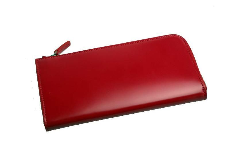Saint Mode セイントモード 贅沢に一枚革を使用国産コードバン 馬尻革 ×本ヌメ革 L型ファスナー長財布 レッド