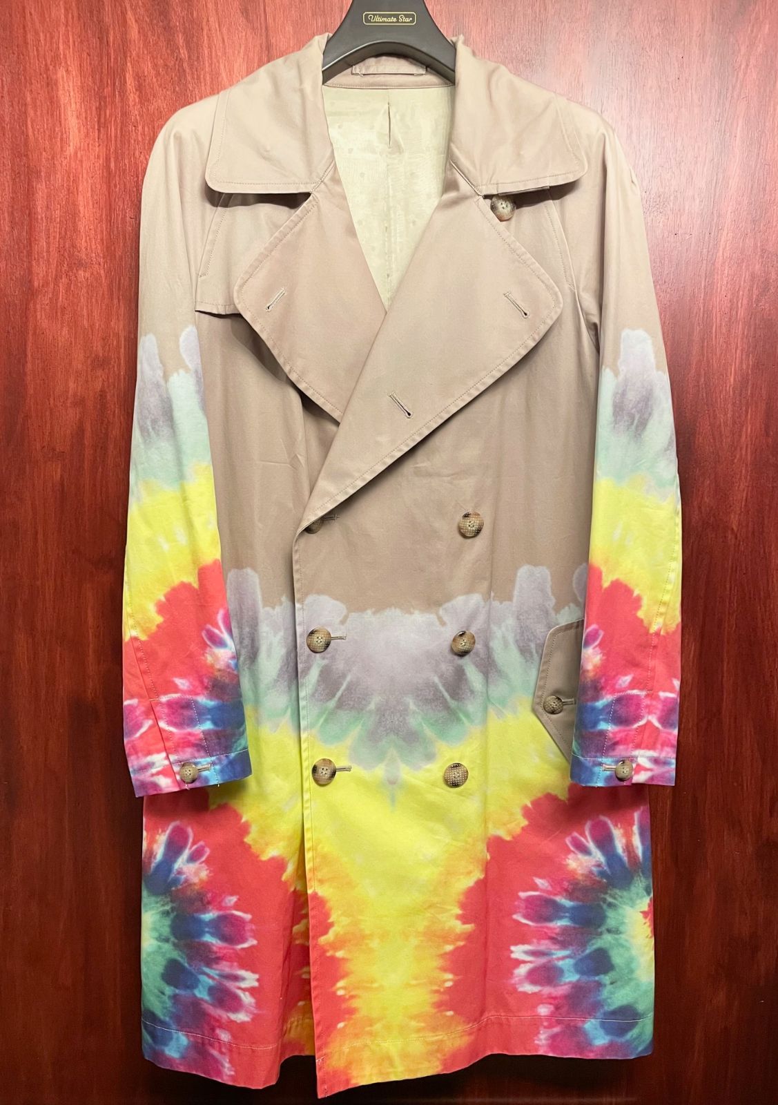 【希少】PHENOMENONタイダイ染めトレンチコート ベージュ M/38サイズ 激レア MADE IN JAPAN製 PHENOMENON 2013年SSモデル タイダイ染め