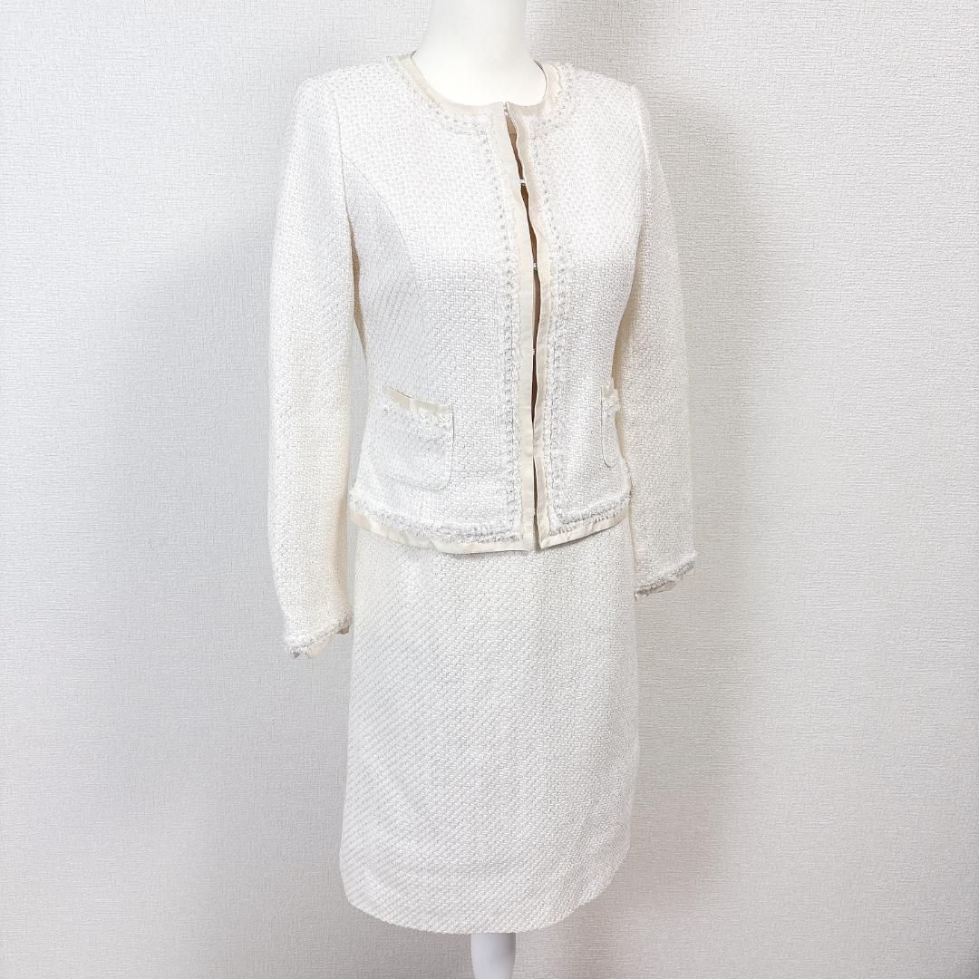Harrods ワンピースセットアップ 3 ホワイト ツイード