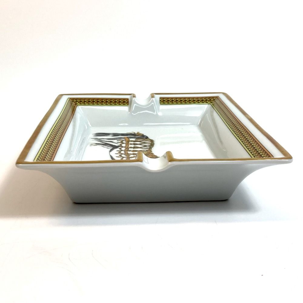 エルメス 馬 アッシュトレイ 灰皿 陶器 ホワイト×マルチカラー 美品