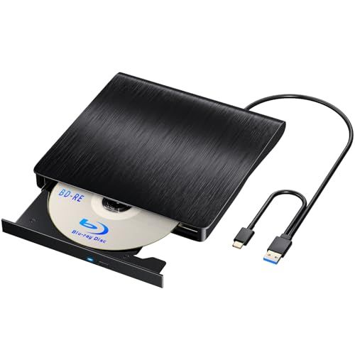 ブルーレイドライブ外付け BDプレイヤー再生読み書usb-aと usb-c type-c 対応外付け ポータブルBD Windows7-11|MAC OS対応 一年 日本語取扱書付き black mp