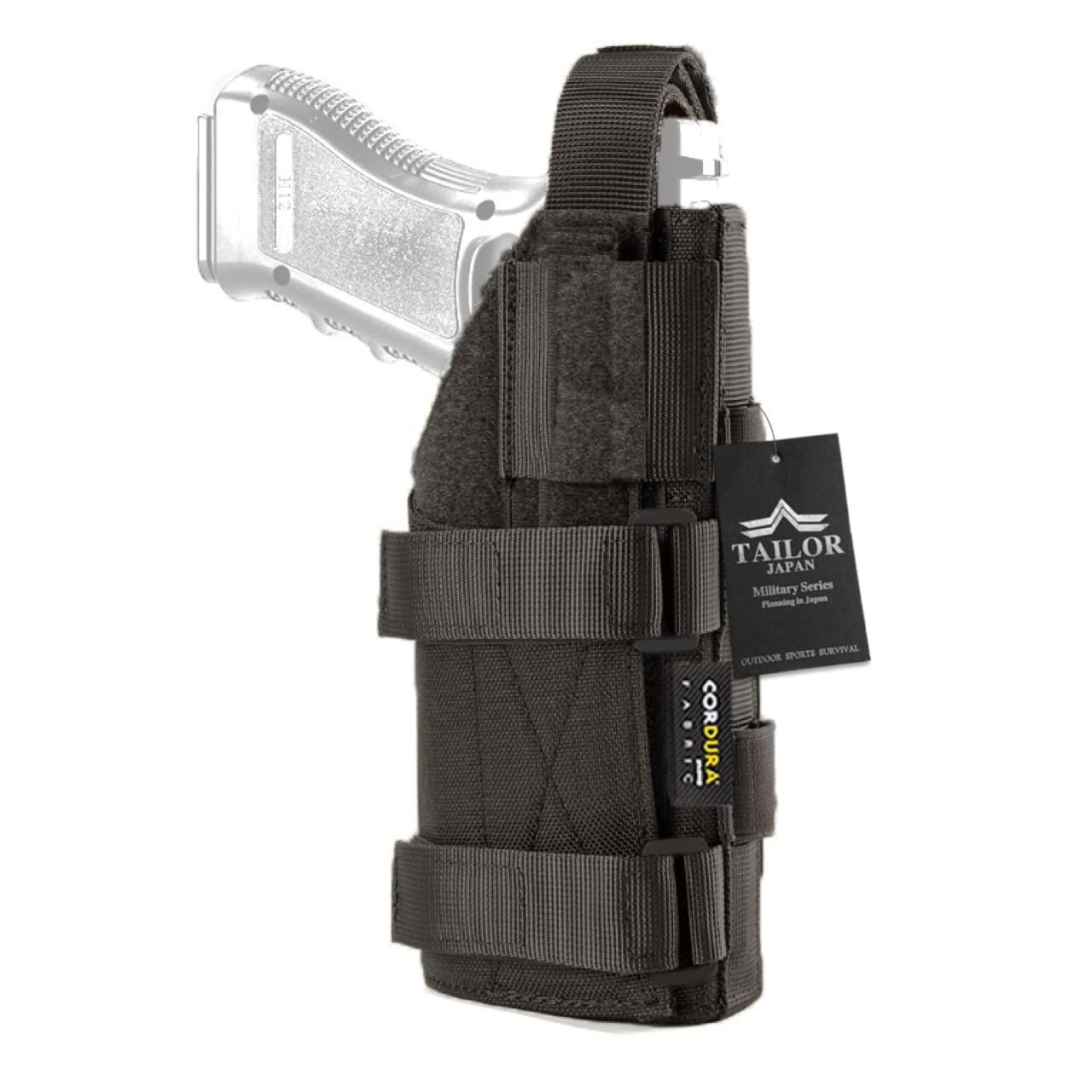 【TAILOR JAPAN】 ハンドガンホルスター サバゲーホルスター ホルスター ハンドガン 右利き用 コーデュラ CORDURA ナイロン モール対応 サバゲー グロック M92 多種の形状に対応