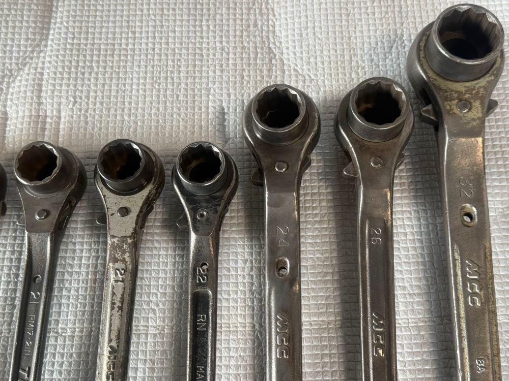 シノ付きラチェットレンチ 11本セット 鳶用 片口ラチェット 品
