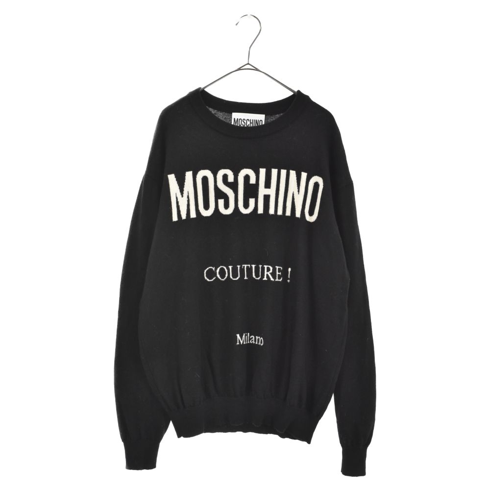 MOSCHINO (モスキーノ) フロントロゴニット 長袖セーター ブラック