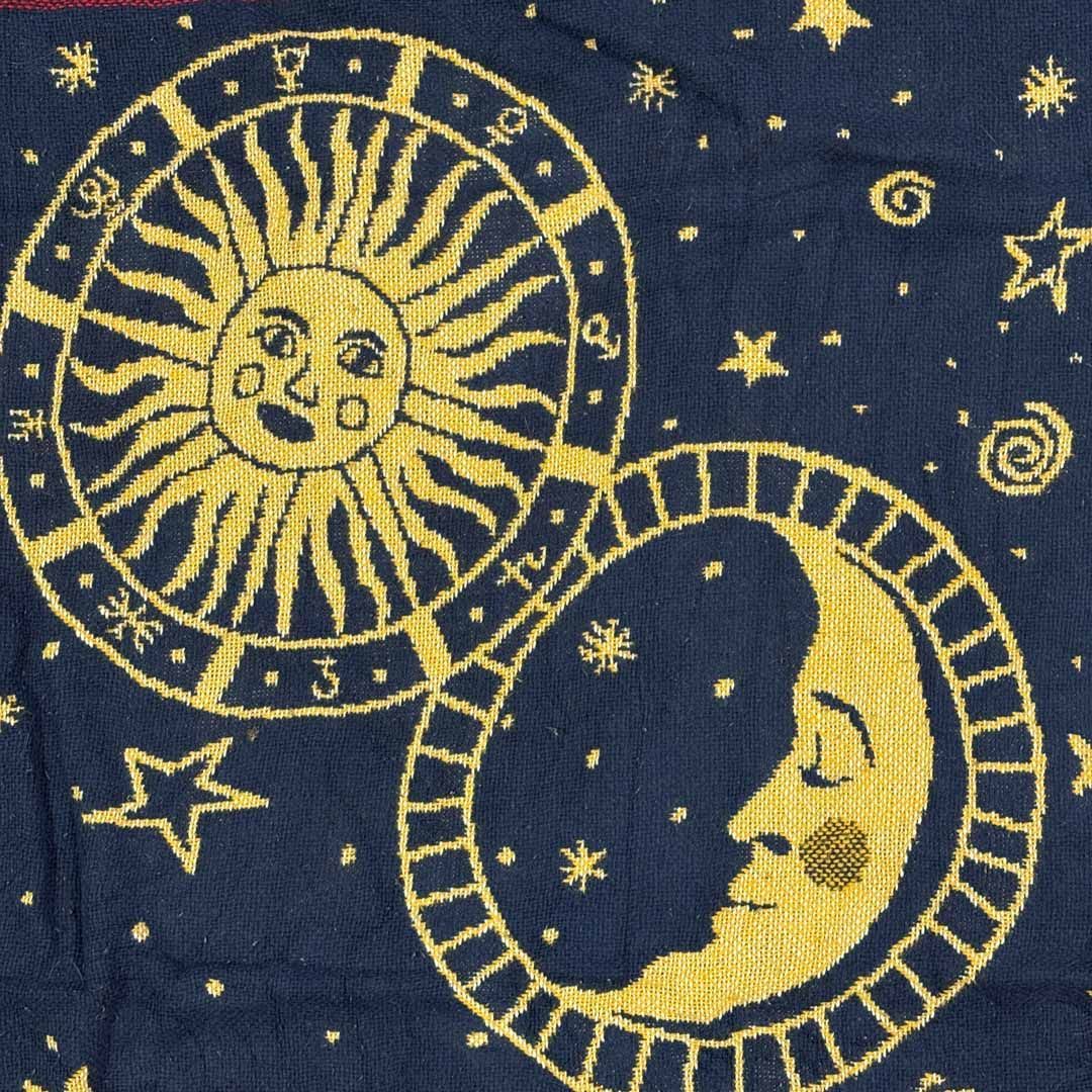 大人気】USA製vintageラグマット 天体柄 太陽惑星 マルチカバー 古着