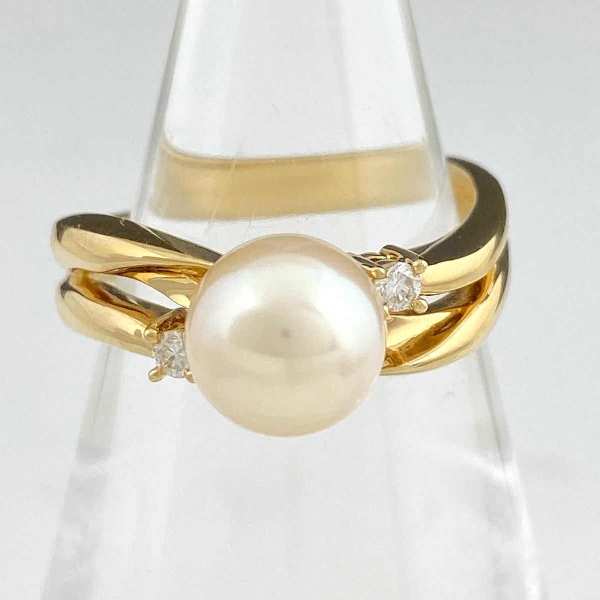 タサキ TASAKI パール デザインリング K18 イエローゴールド メレダイヤ 指輪 真珠 750 リング 11.5号 YG パール ダイヤモンド  レディース 【中古】