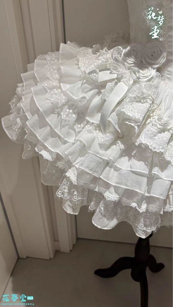 25年 ♥ロリータ ホワイト ゴスロリ ドレス フリル付き コスプレ かわいい 撮影会 舞台 イベント 原野空間-55