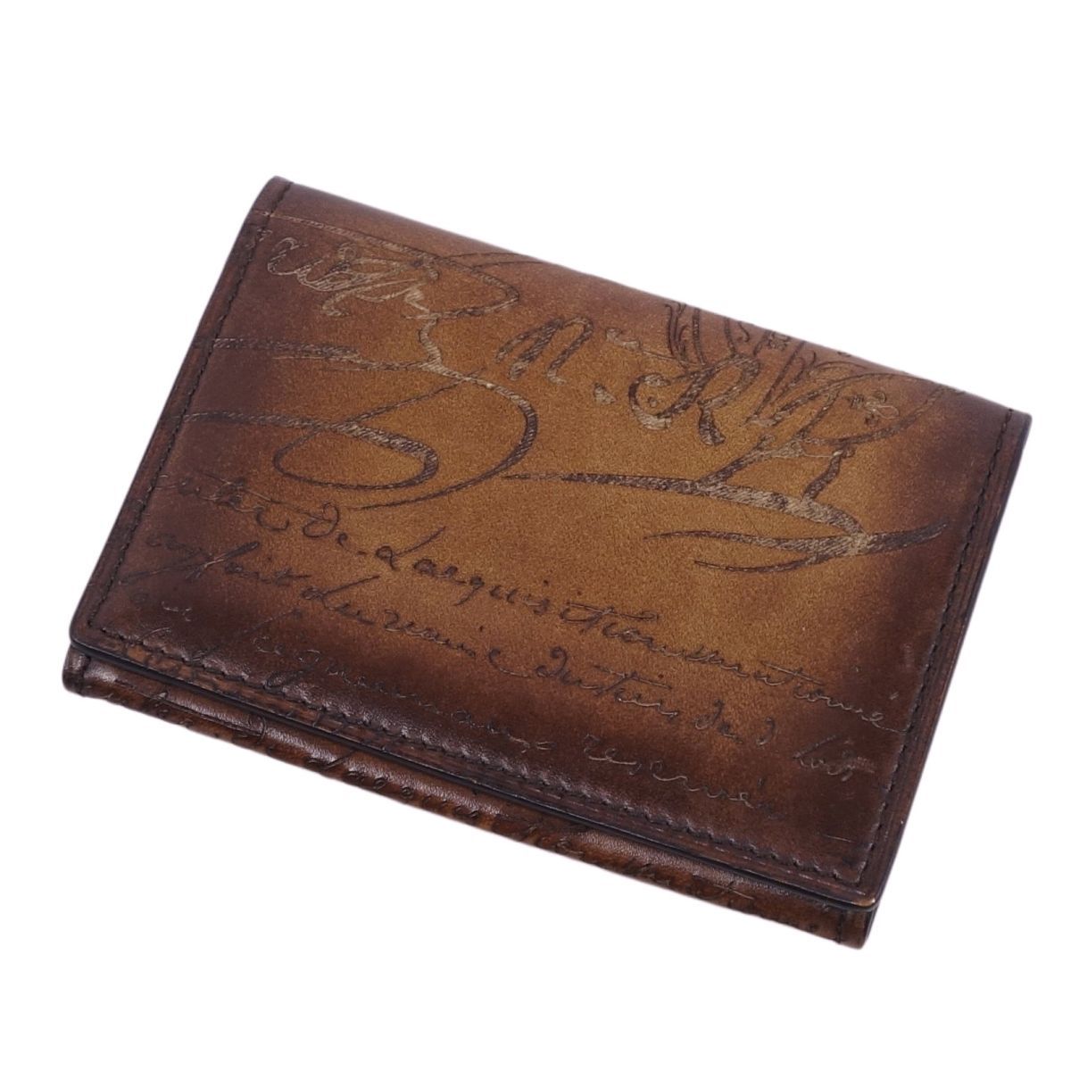 ベルルッティ　名刺入れ　カードケース　カリグラフィ　ブラウン BERLUTI ベルルッティ カリグラフィ インブイア フラップタイプ カード