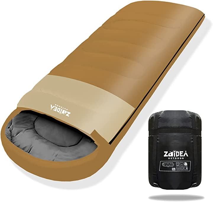ZAIDEA 寝袋 シュラフ 幅90cm 人工 ダウン 封筒型 オールシーズン ワイド 210T キャンプ 大きい( コヨーテ) 