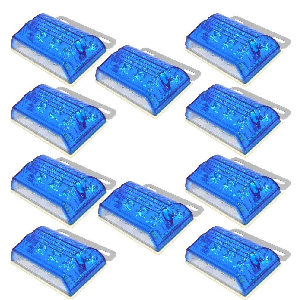 031_ブルー 10個 morytrade トラック 用品 マーカー ランプ 24V LED 角 サイド バス アンバー ダウンライト 大型トラック 用 防水 角型 10個 青 ブルー