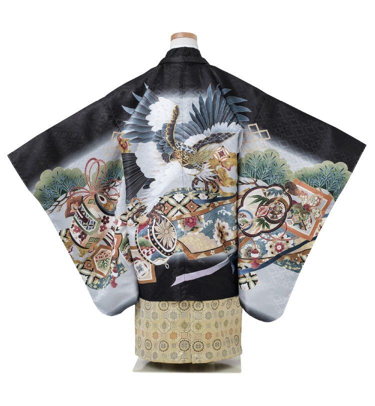 一度着用　七五三 五歳 鷹太鼓松 羽織袴 フルセット 楽天市場】【レンタル】七五三 着物 5歳 羽織袴セット 男の子 15点フル