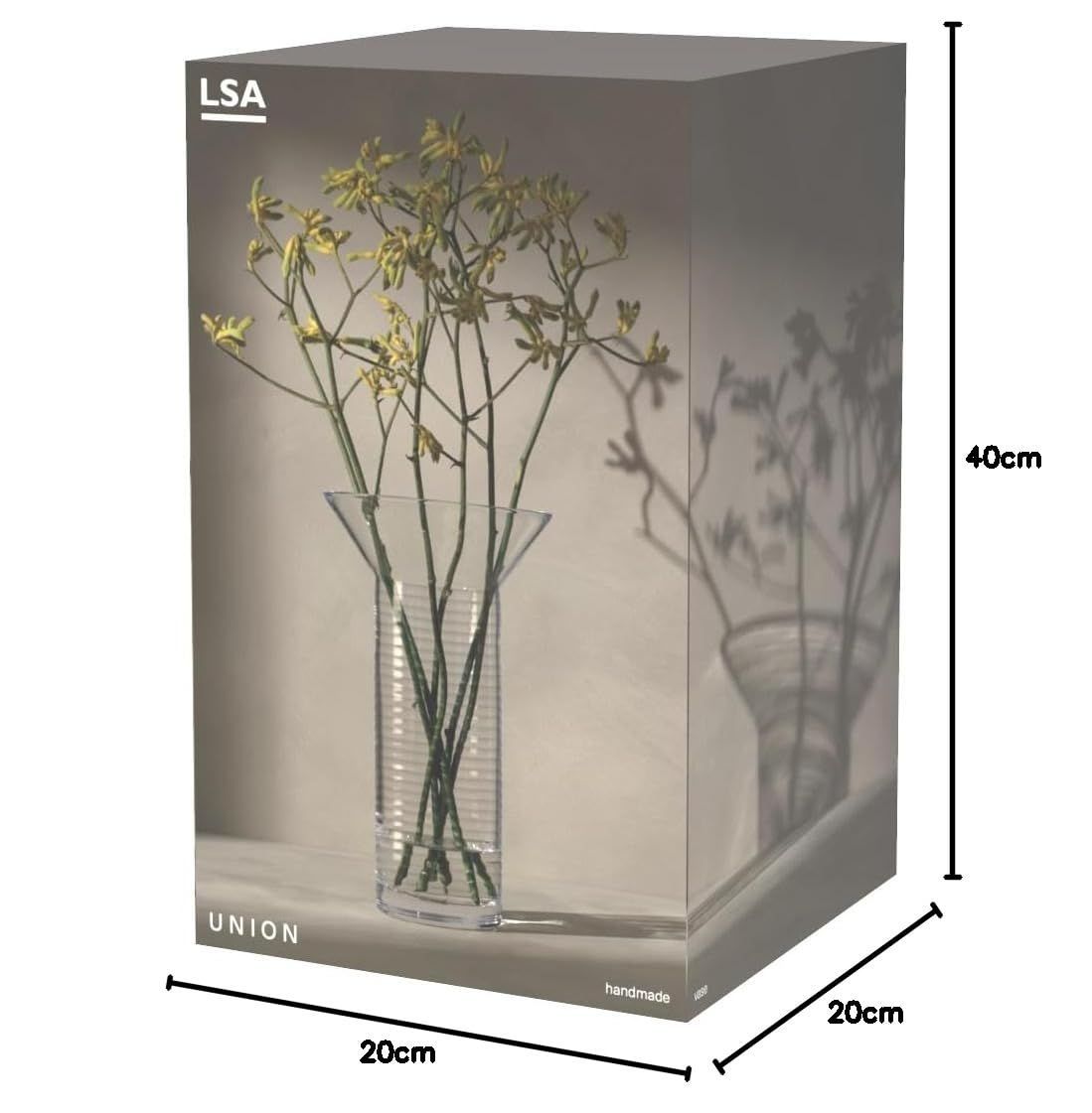 在庫処分】クリア ガラス花瓶 高さ40cm Union フラワーベース(花器