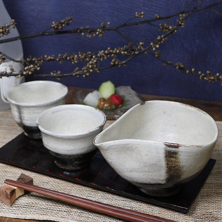 絵唐津 片口 鉢 木箱入り 唐津焼 菓子鉢 茶道具 【k3403】 鉢 絵唐津