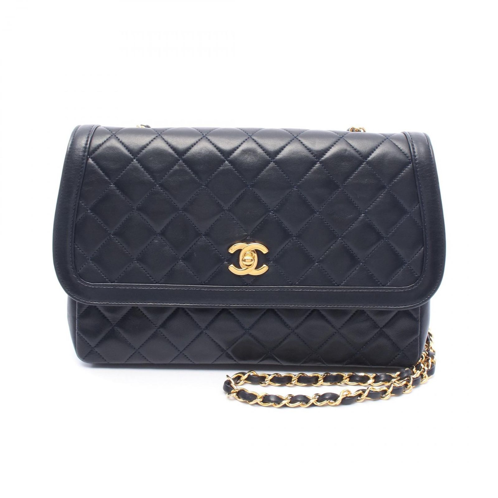 シャネル CHANEL ショルダーバッグ ネイビー ラムスキン（羊革
