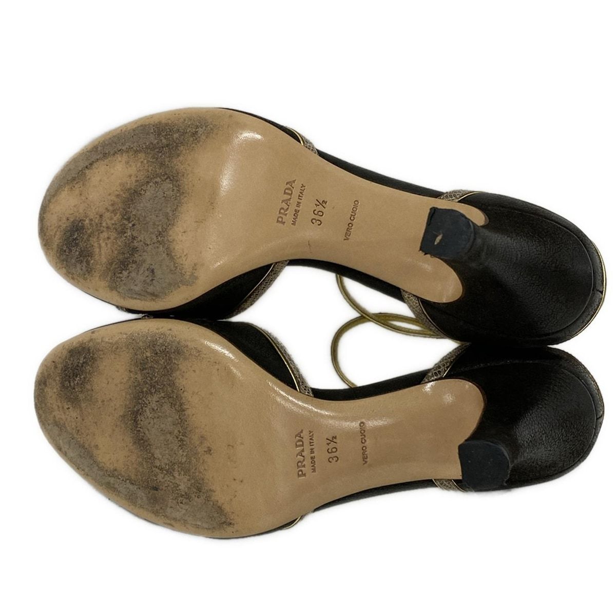 プラダ パンプス 36 1/2 レディース 黒 アウトソール張替済