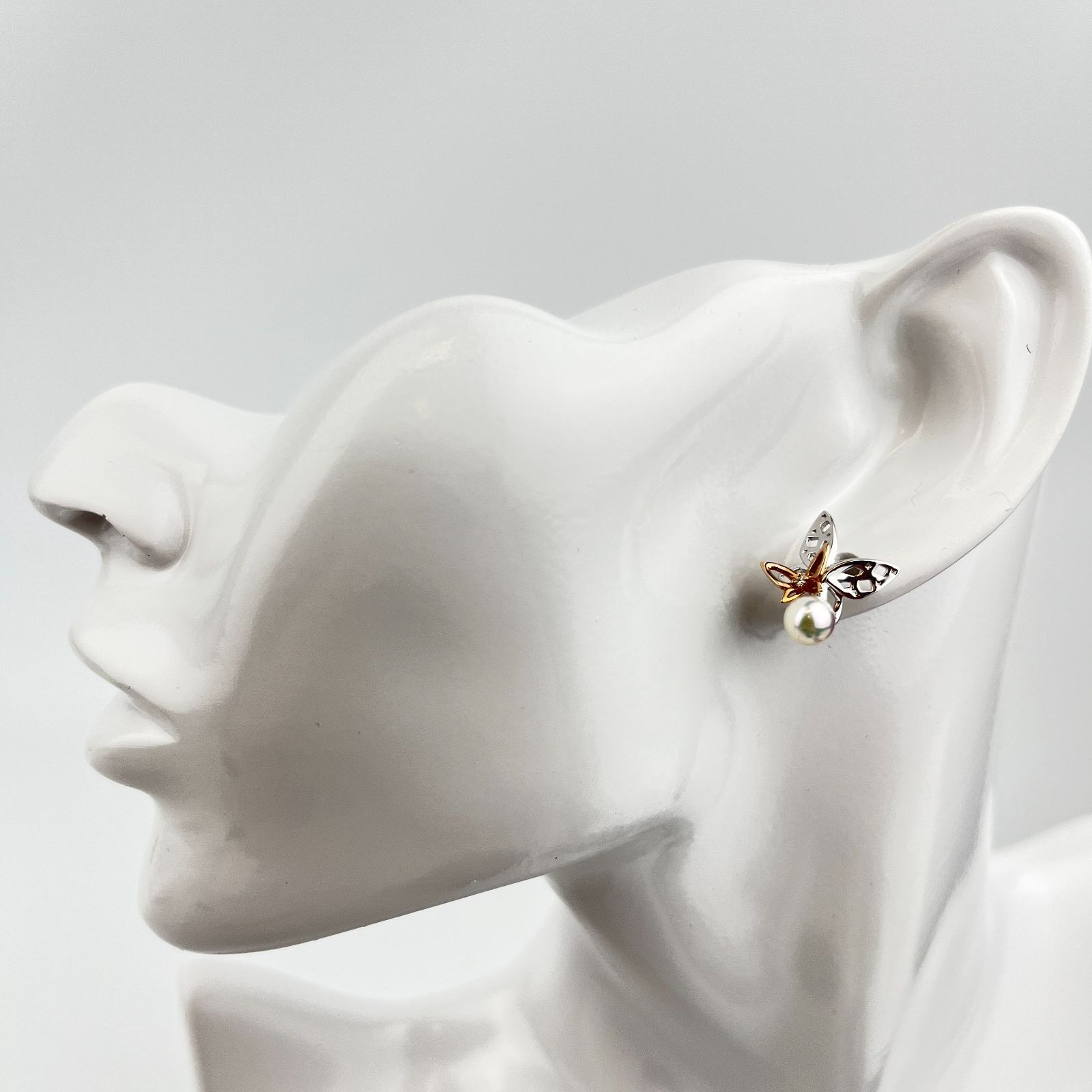 MIKIMOTO ミキモト 蝶モチーフ ピンブローチ パール シルバー ゴールド ヴィンテージ レディース HIBUOCHI VINTAGE