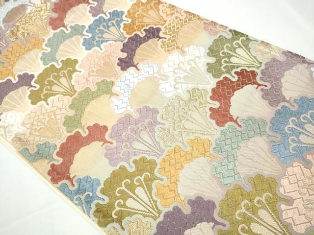 平和屋着物○六通柄袋帯 唐織 雪輪青海波文 金糸 正絹 逸品 CAAY9773hy