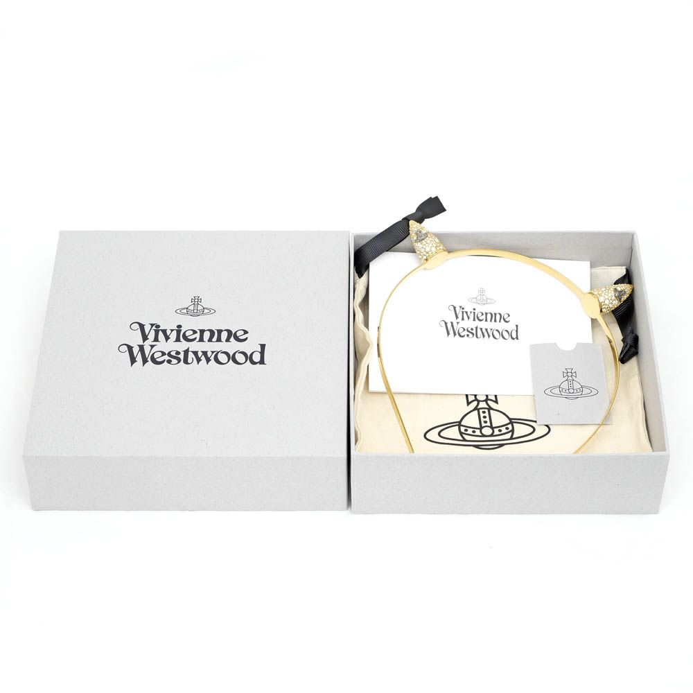 名東 ヴィヴィアンウエストウッド HORN ALICE BAND カチューシャ 1250942216 ゴールド ラインストーン DECORATOM_COM_BR