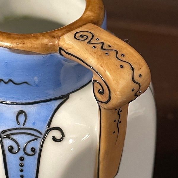 1. オールドノリタケ　花瓶 オールドノリタケ日陶 朱地白菊花瓶（中) フラワーベース 18cm