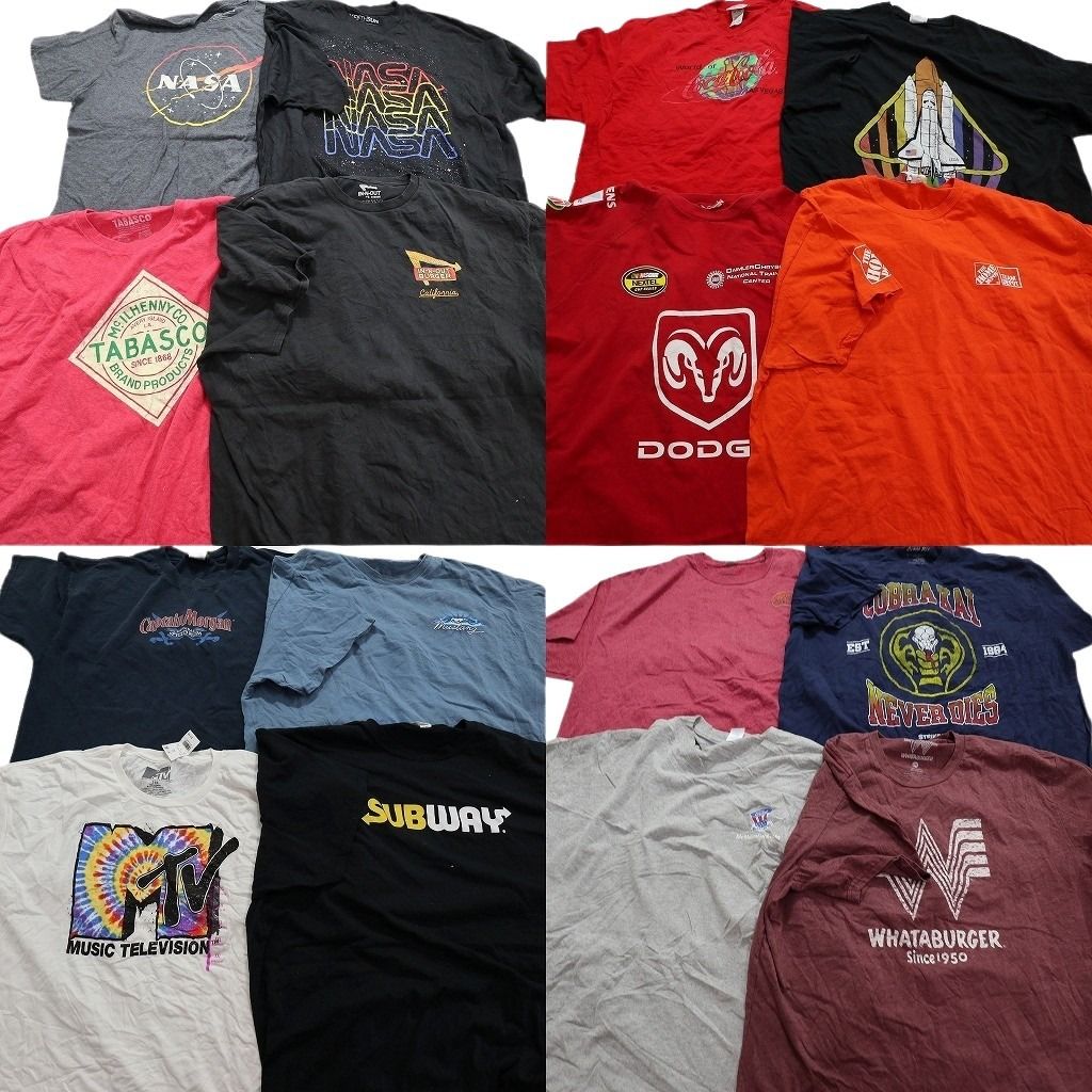 古着卸 有名企業 半袖Tシャツ 16枚セット メンズ 2XL NASA コカ コーラ サブウェイ MTV 古着 NA2728