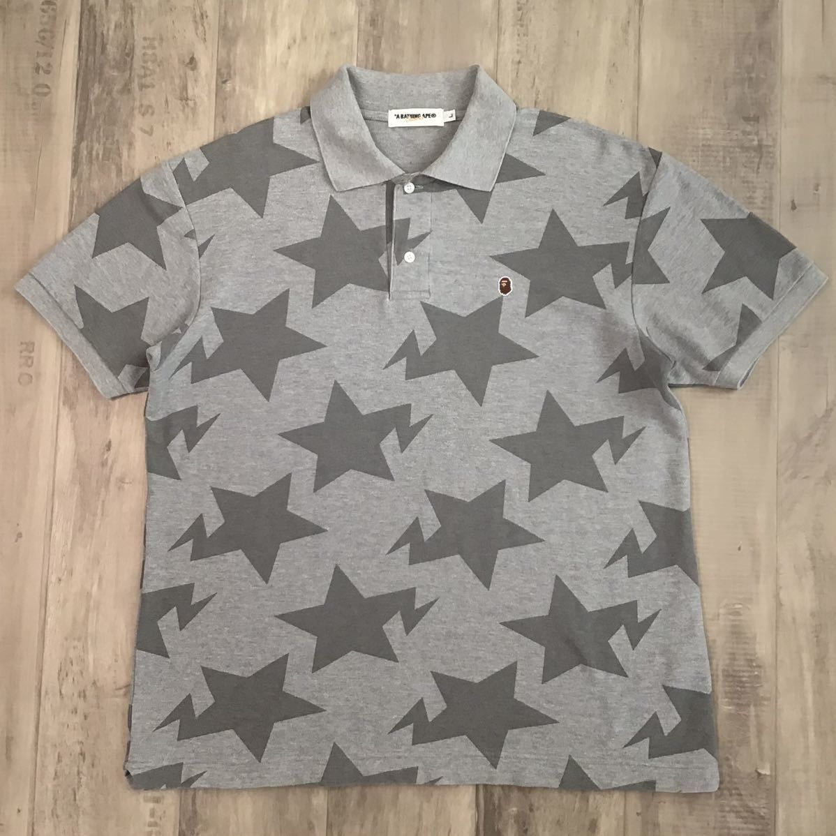 A Bathing Ape BAPE STA ポロシャツ　アベイシングエイプ BAPE スター ポロシャツ Lサイズ a bathing ape BAPE sta エイプ