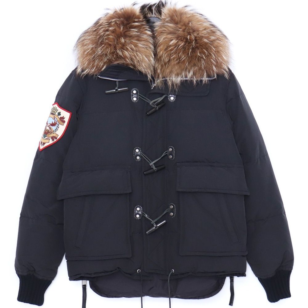 DSQUARED2 ダッフル ファー ダウンジャケット サイズ44 ブラック 