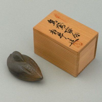 萬古焼手捻り 鴛鴦香合