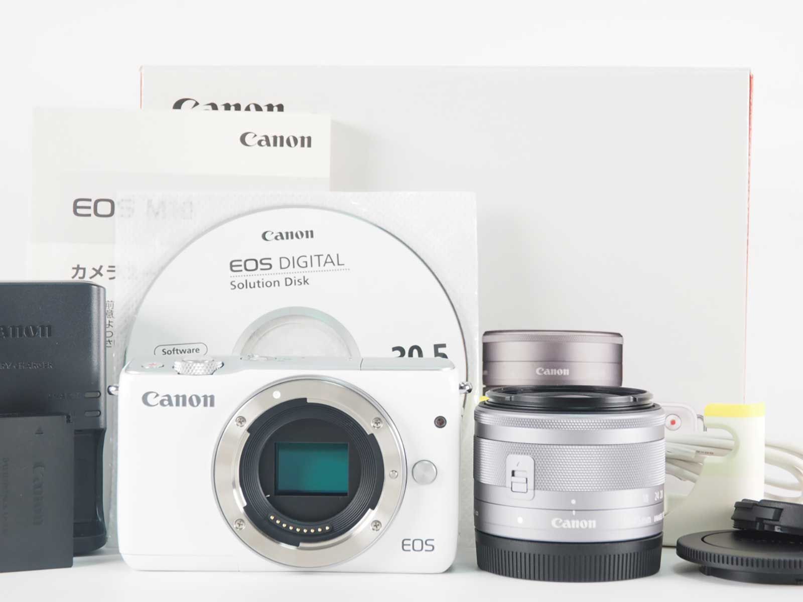 キャノン Canon EOS M10 18.0MP Mirrorless Digital Camera White 15-45mm Lens 元箱 Z4982A