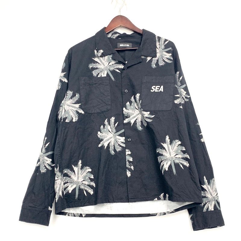 メンズ WIND AND SEA PALM TREE OPEN COLLAR SHIRT WDS-0-PMT-23-Q4-01 ウィンダンシー パーム ツリー オープン シャツ 柄シャツ 長袖 142-250401-ay-03-IZU